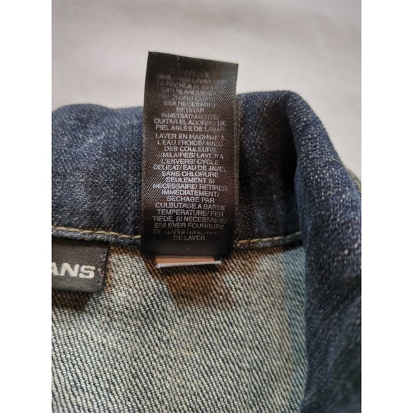 DKNY Juniors Jacket Blue Denim Collared Buttons Patches And Heart Logo Size L - Picture 11 of 16